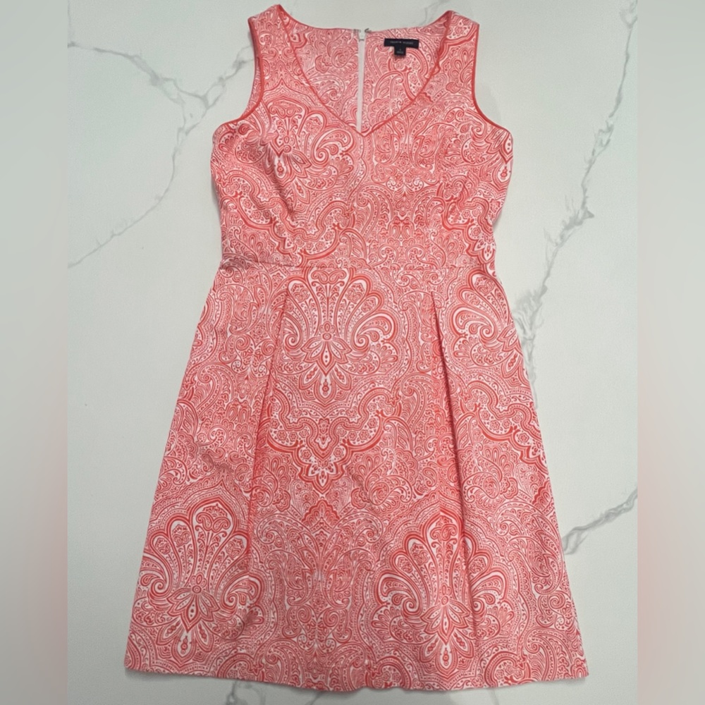Tommy Hilfiger sleeveless paisley print dress size 4 Orange White